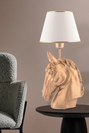 Opviq Lámpara de Mesa Horse - Blanco y Dorado